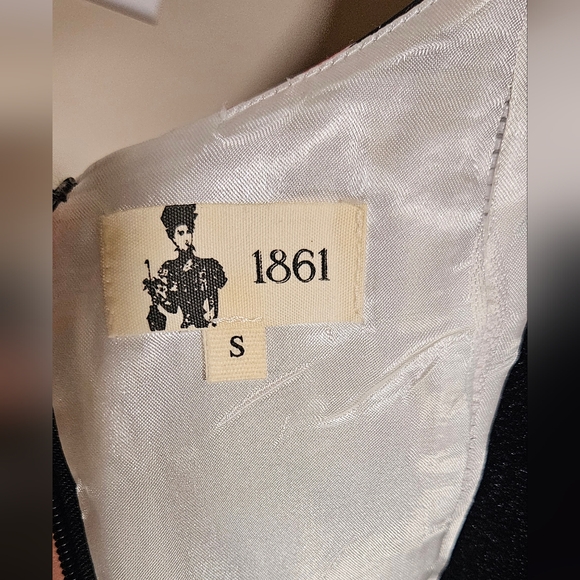 1861 boutique satin roses black pink floral retro 50's 60's dress with pockets - Picture 9 of 9